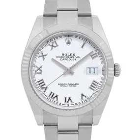 Rolex Datejust 41 Steel 18K White Gold White Dial Mens Automatic Watch  TFJ-142508288