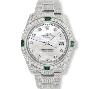 Rolex Datejust  Diamond/Emerald Watch with White Pearl Diamond Dial TFJ-142508251