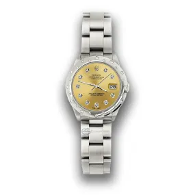 Rolex Datejust Midsize 31mm Domed 24 Diamonds Bezel/Champagne Dial Watch 78240 TFJ-142508796