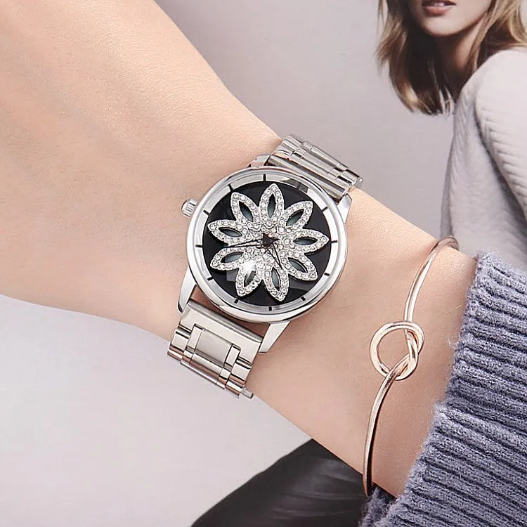 Rotatable Dial Flower Pattern Women's Watch