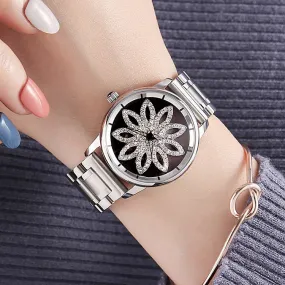 Rotatable Dial Flower Pattern Women's Watch