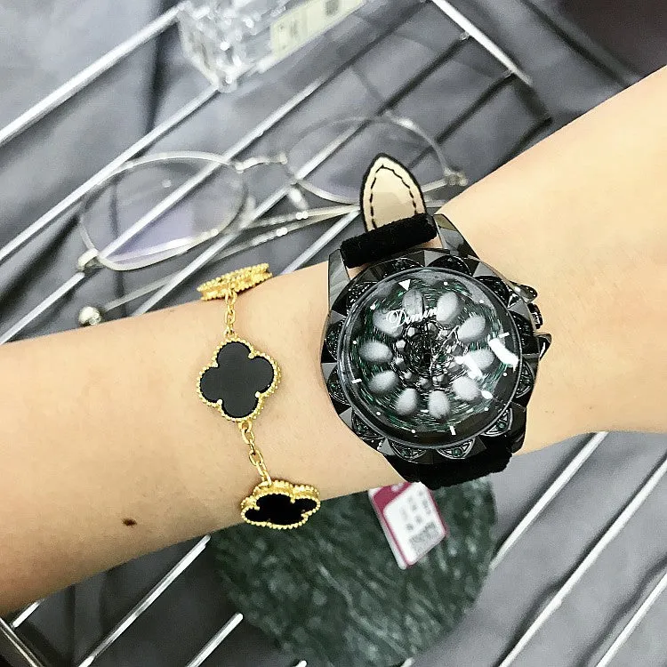 Rotatable Fur Strap Women's Watch