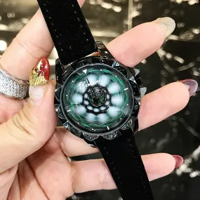 Rotatable Fur Strap Women's Watch