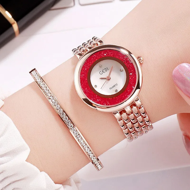 Rotatable Rhinestone Bracelet Women's Watch