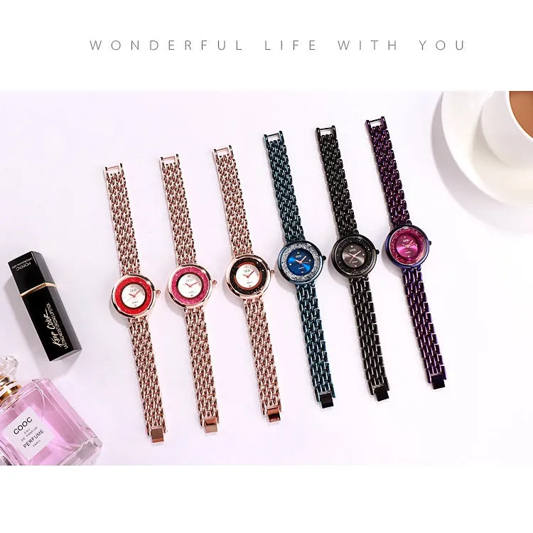 Rotatable Rhinestone Bracelet Women's Watch