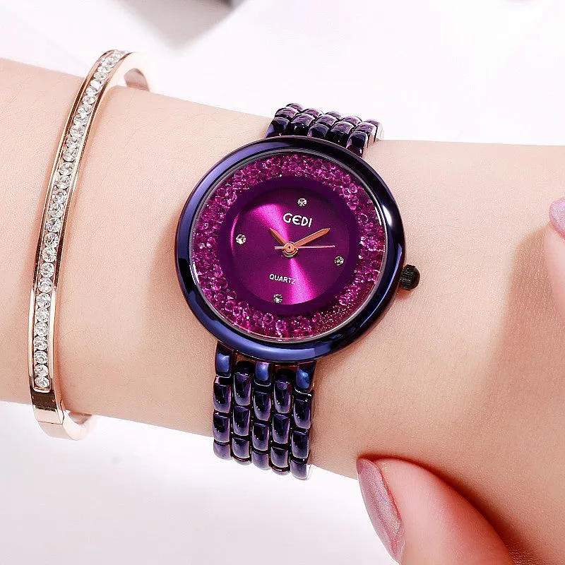 Rotatable Rhinestone Bracelet Women's Watch