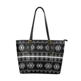 Sacred Trust Black Leather Tote Bag/Large