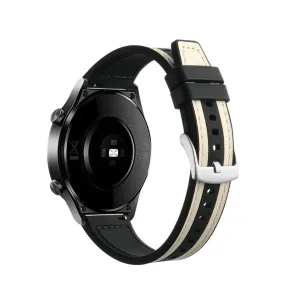 Samsung Galaxy Watch 7 (40mm) genuine leather / silicone strap (joint circumference: 170-220mm) - beige / black