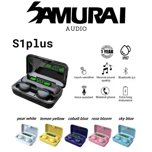 Samurai Audio S1plus Touch Control Wireless Headphone Bluetooth 5.0 Earphones Sport Music Earbuds - 1 Year Warranty