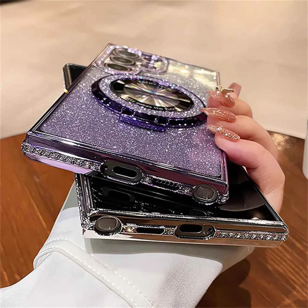 SCACPC314 Cute Phone Case for Galaxy S24, S23, and S22 Plus models - Luxury Glitter Electroplated Cover