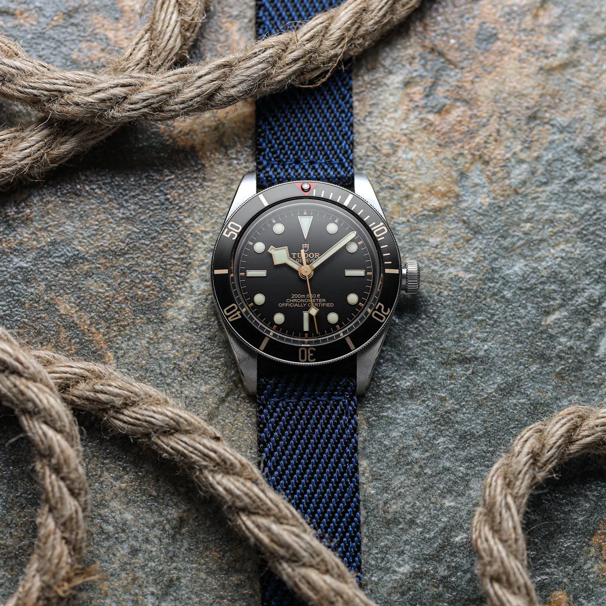 Seasalter Military Nylon Watch Strap - Black/Blue