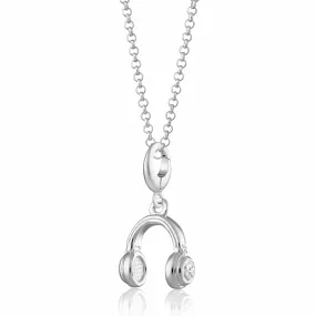 Silver Headphones Necklace