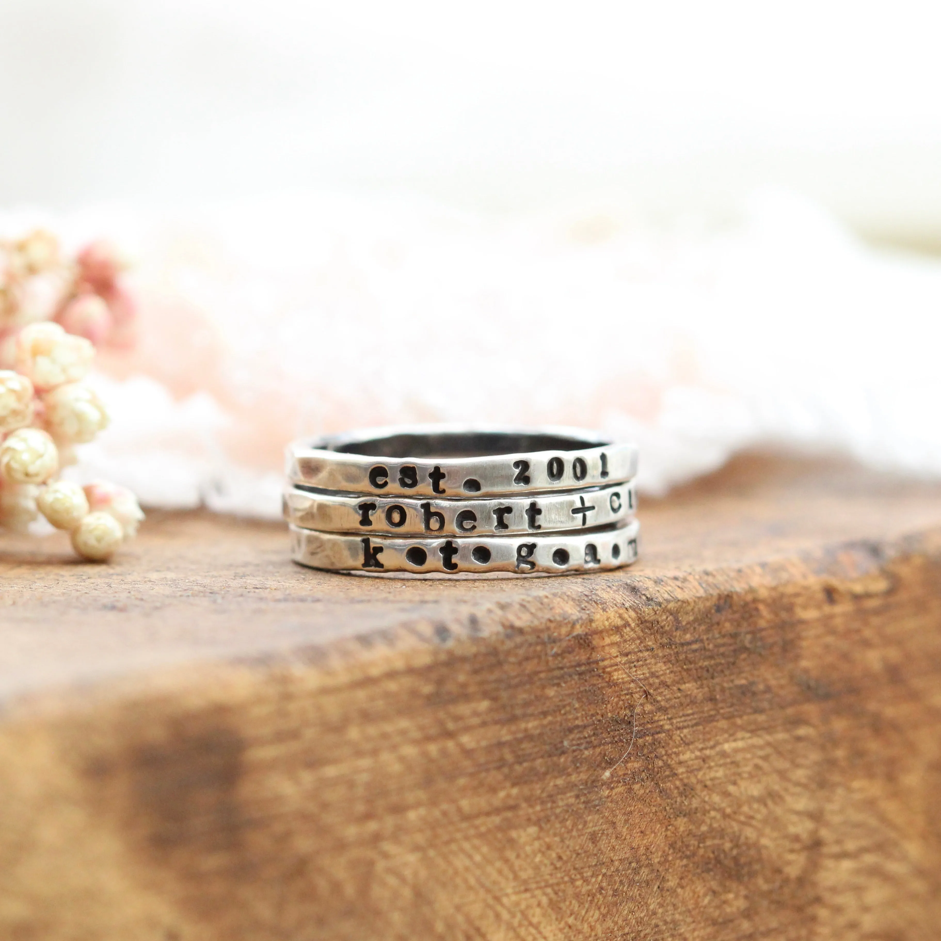 Silver Stamped Stacking Rings