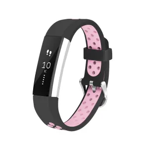 (Size XS) Fitbit Alta / Alta HR Replacement Silicone Bracelet Dual Color (joint circumference: 130-210mm) - Black / Pink