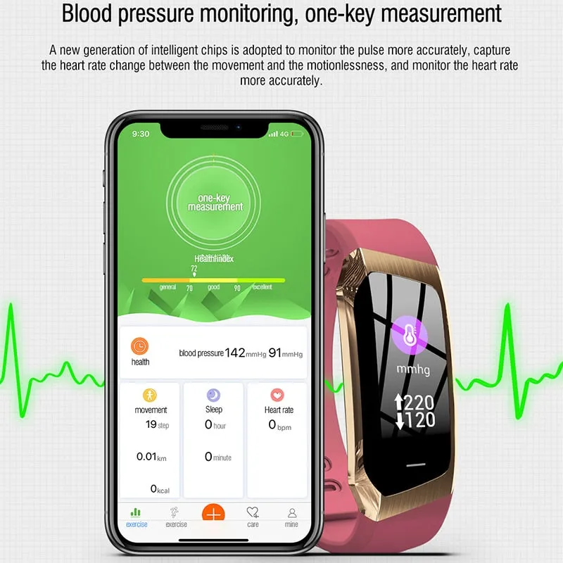 Smart Watch For Android IOS - Blood Pressure Heart Rate Monito