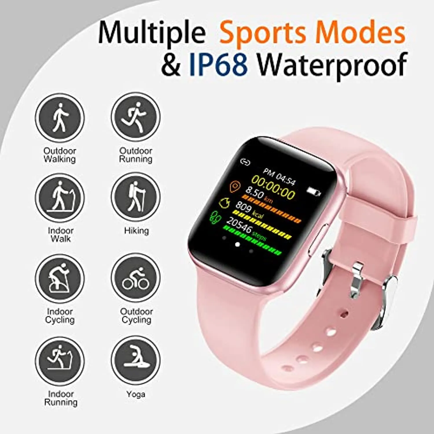 SmartWatch, 1.54'' Fitness Tracker for Men Women, Fitness Watch with Heart Rate and Sleep Monitor, Activity Tracker with IP68 Waterproof Pedometer Tracker Watch for Android iOS