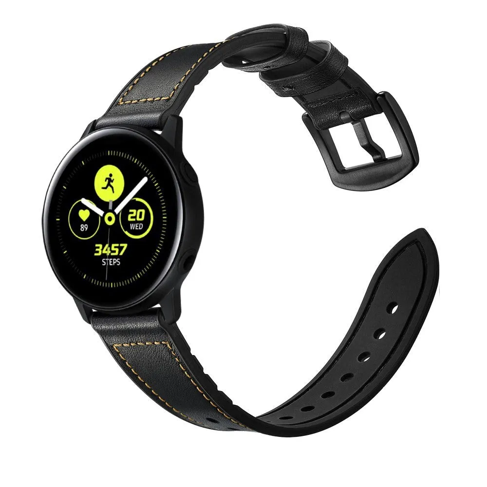 Smartwatch Læder Belagt Silikone Rem (20mm) - Sort