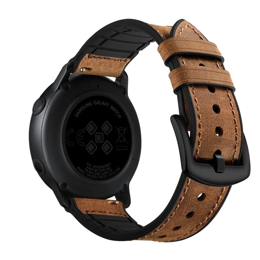 Smartwatch Læder Silikone Rem (20mm) - Brun