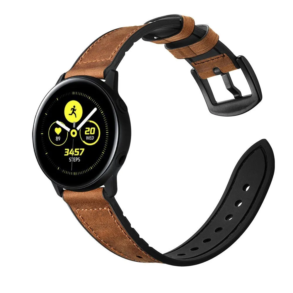 Smartwatch Læder Silikone Rem (20mm) - Brun