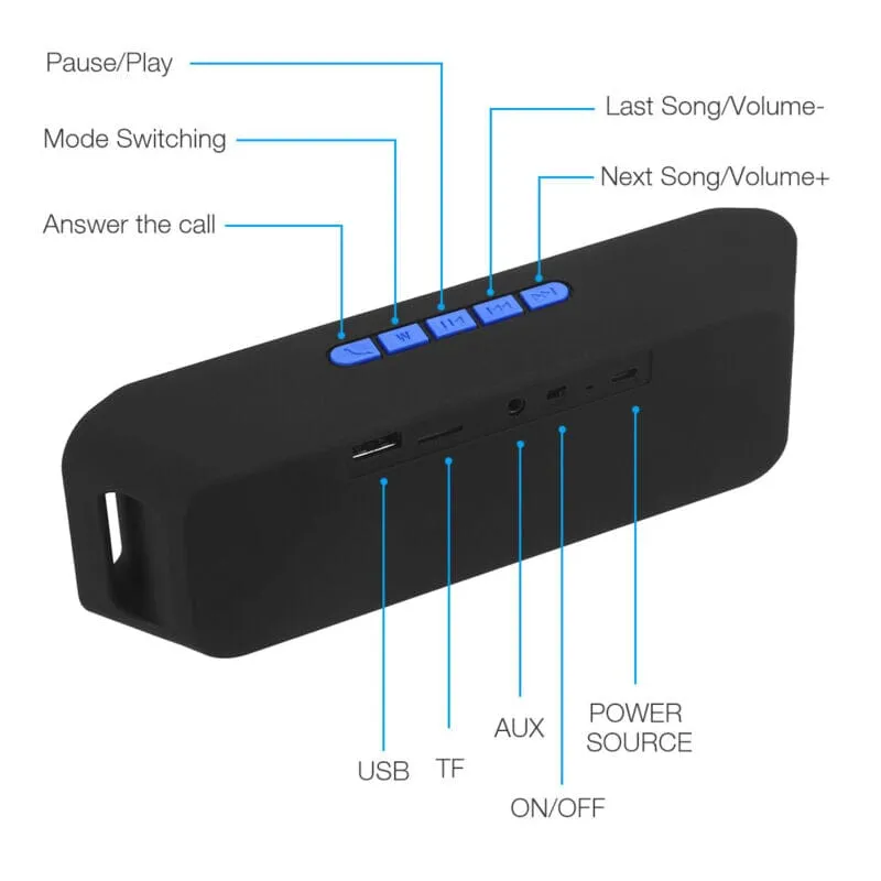 SMAXPro™ Portable Mini Bluetooth Speaker: Stereo Bass, Call Hands-Free, FM Radio, USB/TF