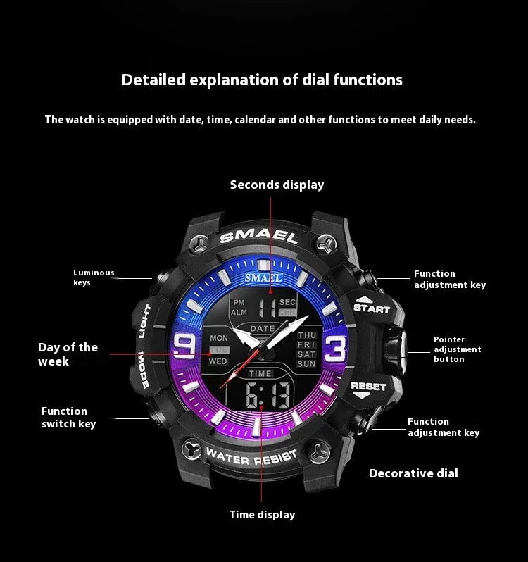 Sports Waterproof Electronic Watch Multi-function