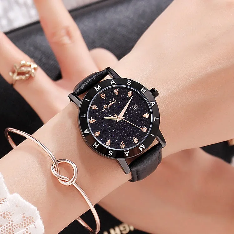 Starry Leather Strap Women's Watch