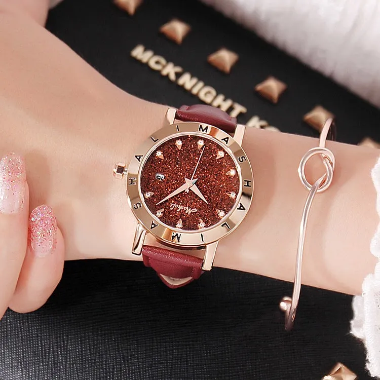 Starry Leather Strap Women's Watch