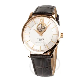 Tissot Watch Tradition Powermatic 80 Open Heart Gold Rose Brown T0639073603800