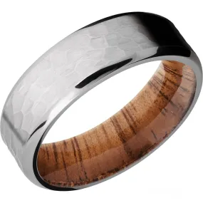 Titanium Hammered Band With Genuine Koa Hardwood Sleeve