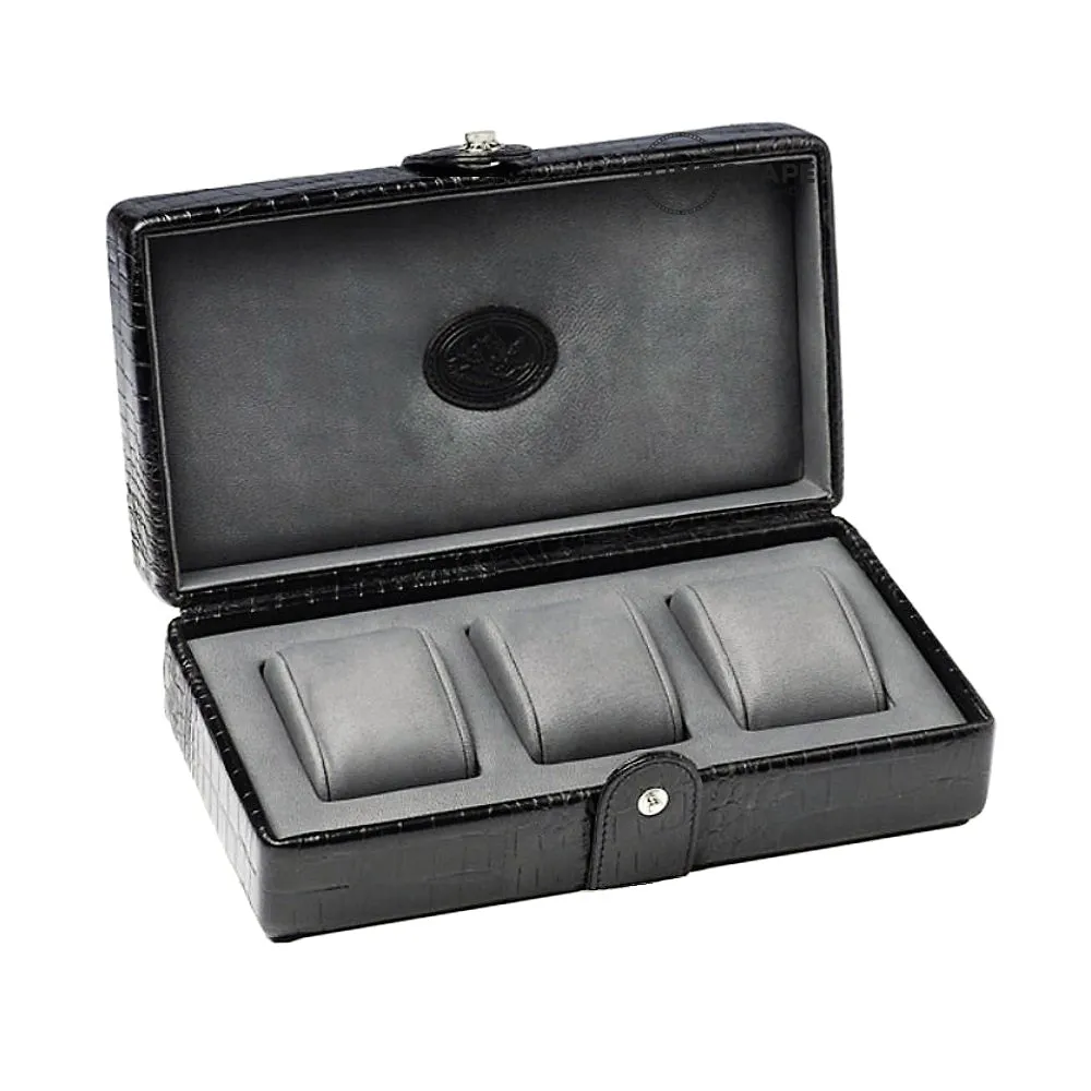 UNDERWOOD (LONDON) - Triple Croco Watch Box  | UN209/CBLK