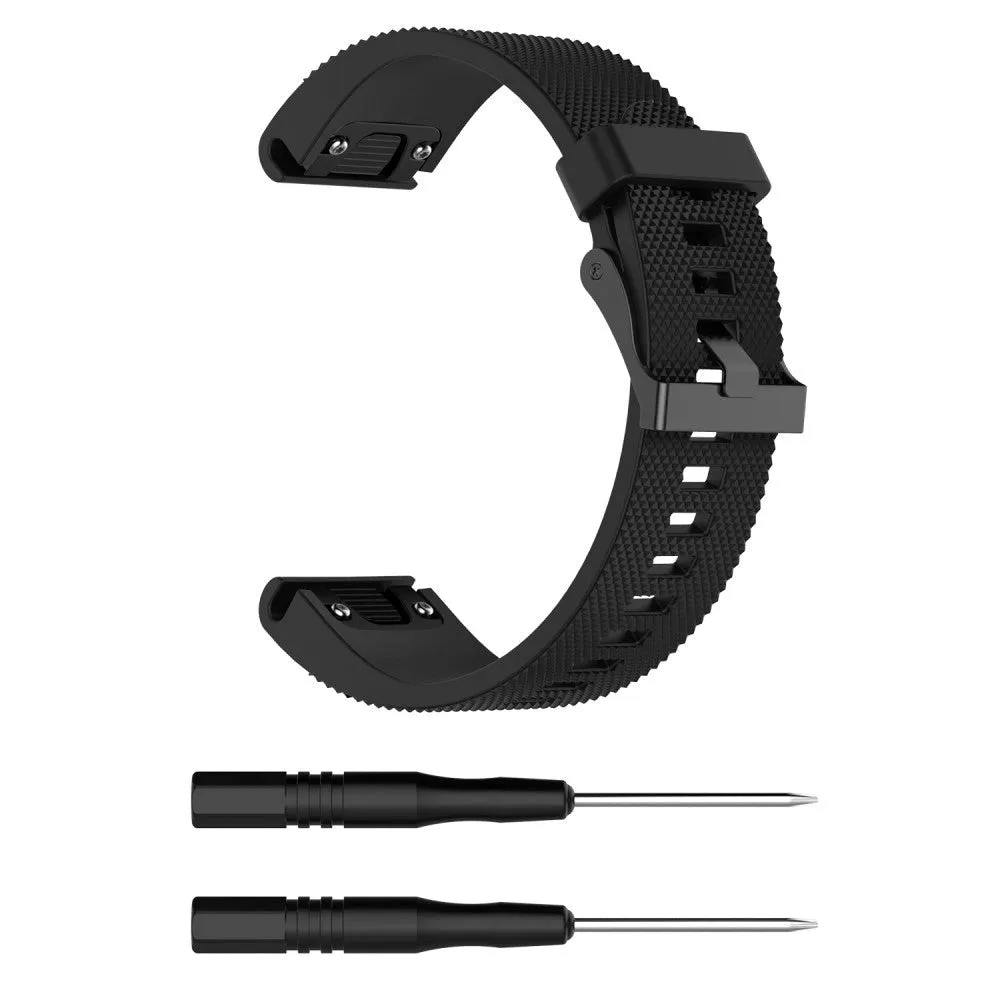 Universal Garmin 20mm QuickFit Neutral Silikone Rem inkl. Skruetrækkere - Sort