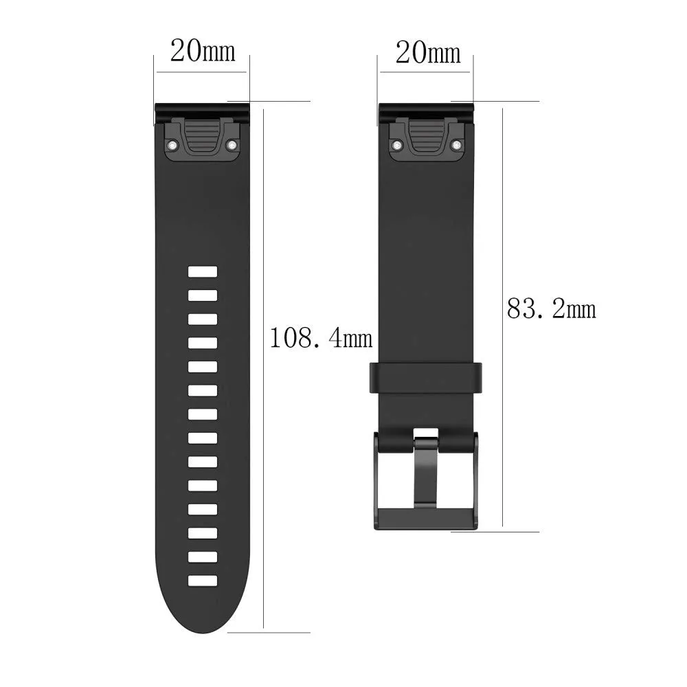 Universal Garmin 20mm QuickFit Neutral Silikone Rem inkl. Skruetrækkere - Sort