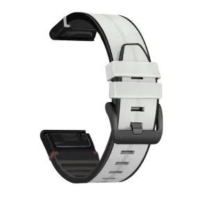 Universal Garmin 22mm Læder & Silikone Rem - Hvid