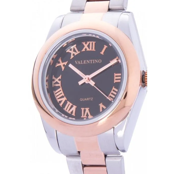 Valentino 20122024-BLACK DIAL ROSE GOLD STAINLESS STEEL STRAP Watch for Women