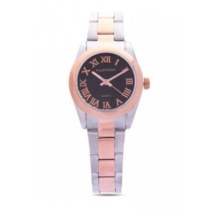 Valentino 20122024-BLACK DIAL ROSE GOLD STAINLESS STEEL STRAP Watch for Women