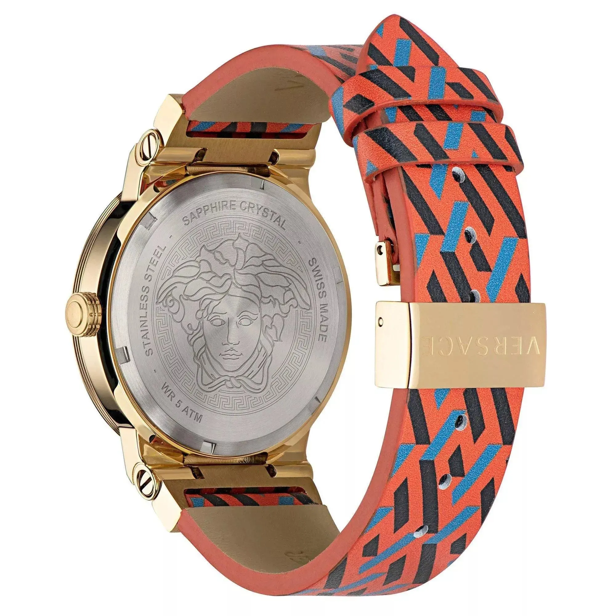 Versace Ladies Watch Greca 38mm Logo Gold Multicolour VEVH01521