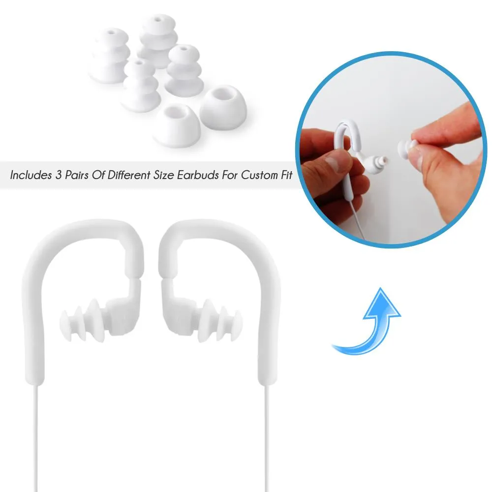 Waterproof Headphones - Water Resistant Earbuds For Swimming & Water Sports