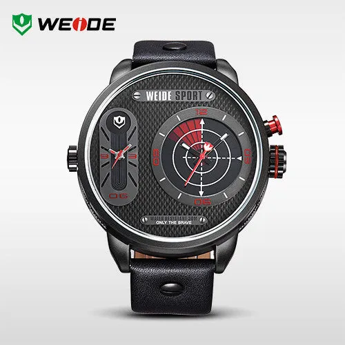 WEIDE Japan Quartz Watch Men Luxury Brand Leather Strap Stainless Steel Buckle Waterproofed New Design