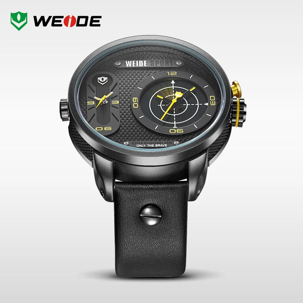 WEIDE Japan Quartz Watch Men Luxury Brand Leather Strap Stainless Steel Buckle Waterproofed New Design