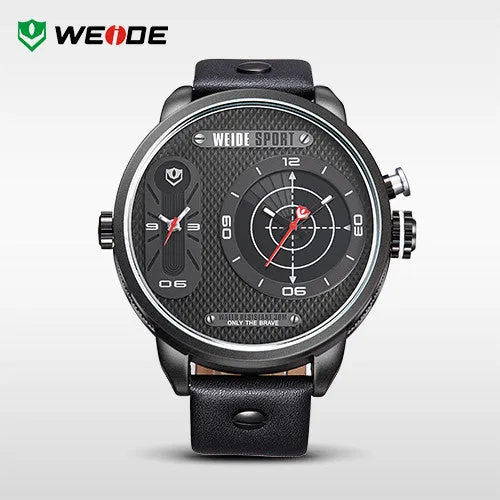 WEIDE Japan Quartz Watch Men Luxury Brand Leather Strap Stainless Steel Buckle Waterproofed New Design