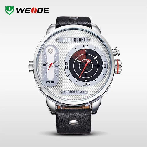 WEIDE Japan Quartz Watch Men Luxury Brand Leather Strap Stainless Steel Buckle Waterproofed New Design