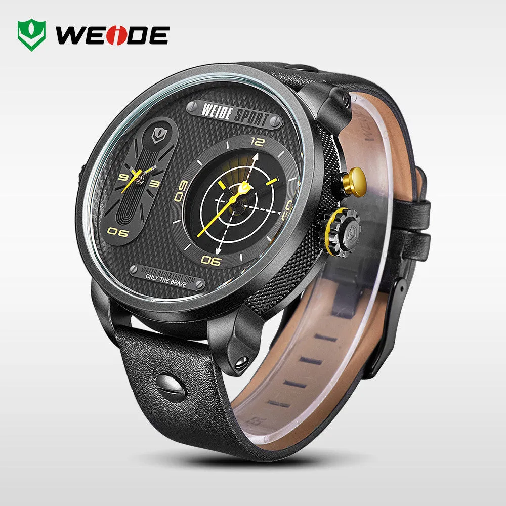 WEIDE Japan Quartz Watch Men Luxury Brand Leather Strap Stainless Steel Buckle Waterproofed New Design