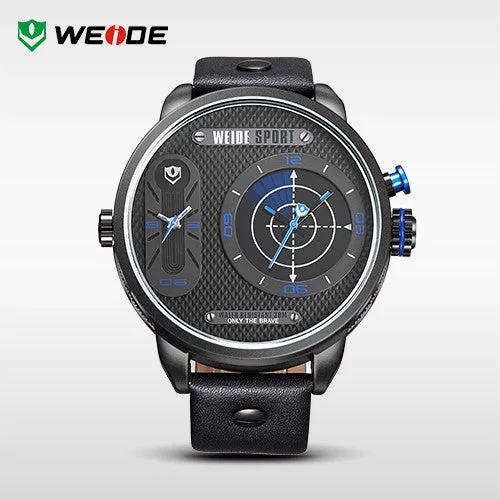 WEIDE Japan Quartz Watch Men Luxury Brand Leather Strap Stainless Steel Buckle Waterproofed New Design