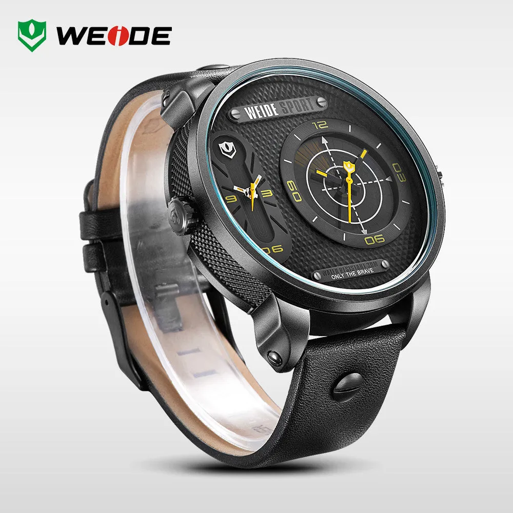 WEIDE Japan Quartz Watch Men Luxury Brand Leather Strap Stainless Steel Buckle Waterproofed New Design