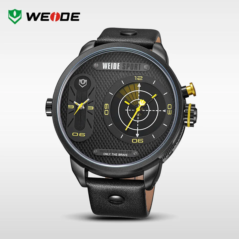 WEIDE Japan Quartz Watch Men Luxury Brand Leather Strap Stainless Steel Buckle Waterproofed New Design