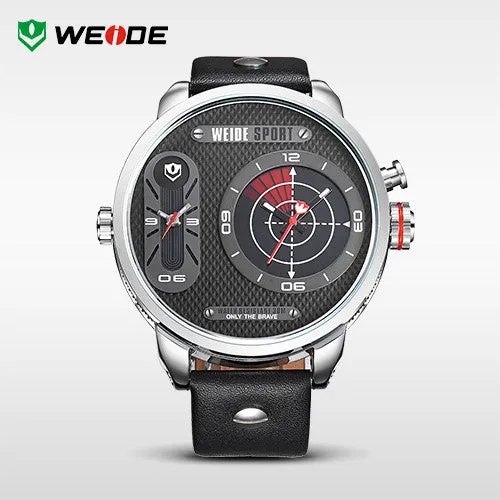 WEIDE Japan Quartz Watch Men Luxury Brand Leather Strap Stainless Steel Buckle Waterproofed New Design