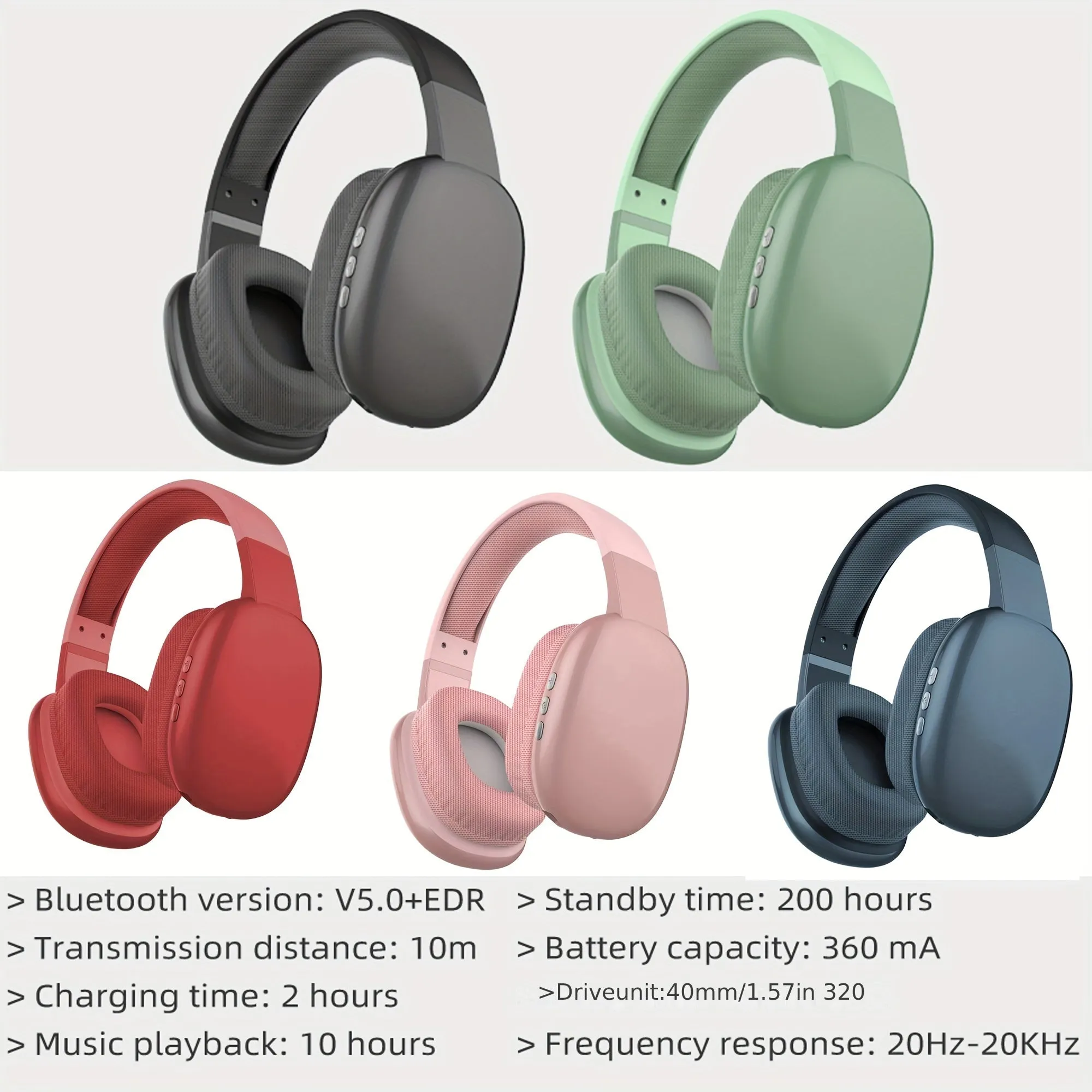 Wireless Over-Ear-Headphones, Stereo Headset with Microphone,
surging bass, USB-C charging port, FM, SD/TF, sports headphones, Gaming Headset