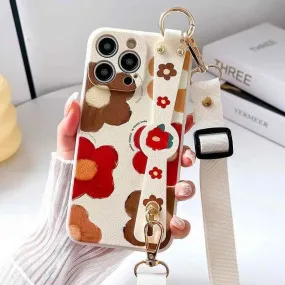 XG08XW Cute Phone Case for Huawei P60, P30, P20, P50, P40 Pro Lite, Honor X8, 20, 50, 70, 90, Nova 9, 8, and 5t  - With Lanyard - Cartoon Flowers