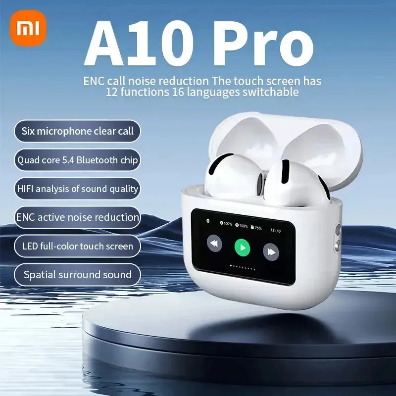 Xiaomi A10 Pro ENC TWS Wireless Earphones Bluetooth5.4 Touch Screen Headphones Noise Cancelling Earbuds With Mic For Android iOS