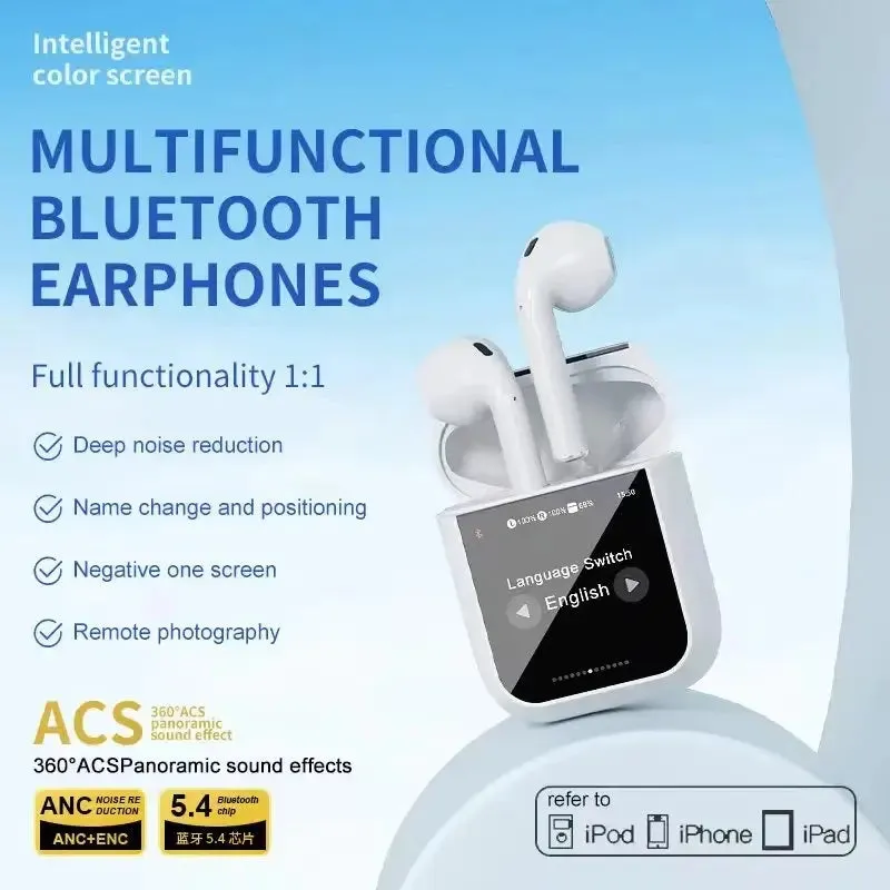 Xiaomi A2Pro Touch Screen Noise Reduction Earphones Active Wireless ANV Full Color LED Intelligent Wireless Bluetooth Headphones